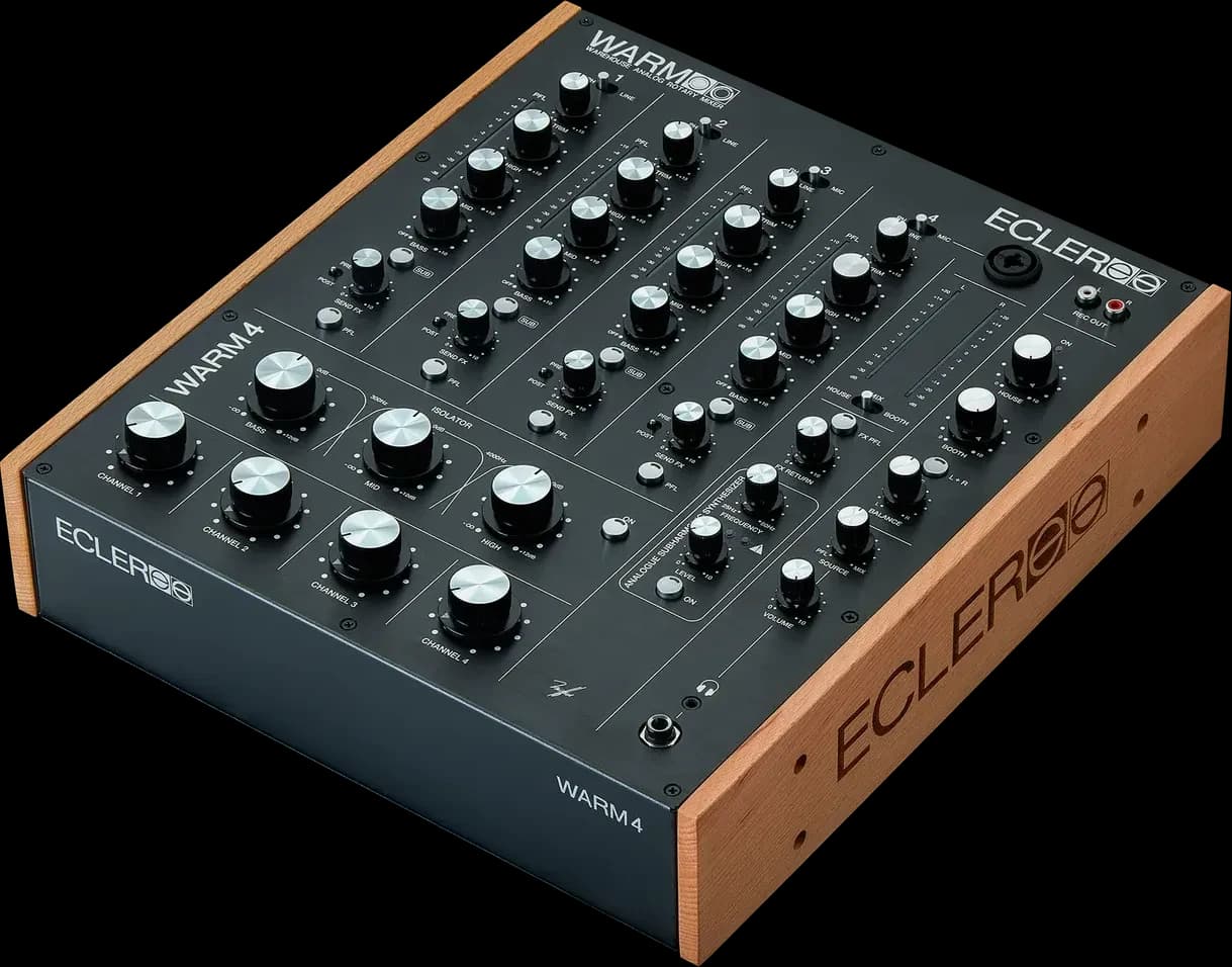 Ecler WARM4 at an angle, with its wooden side panels