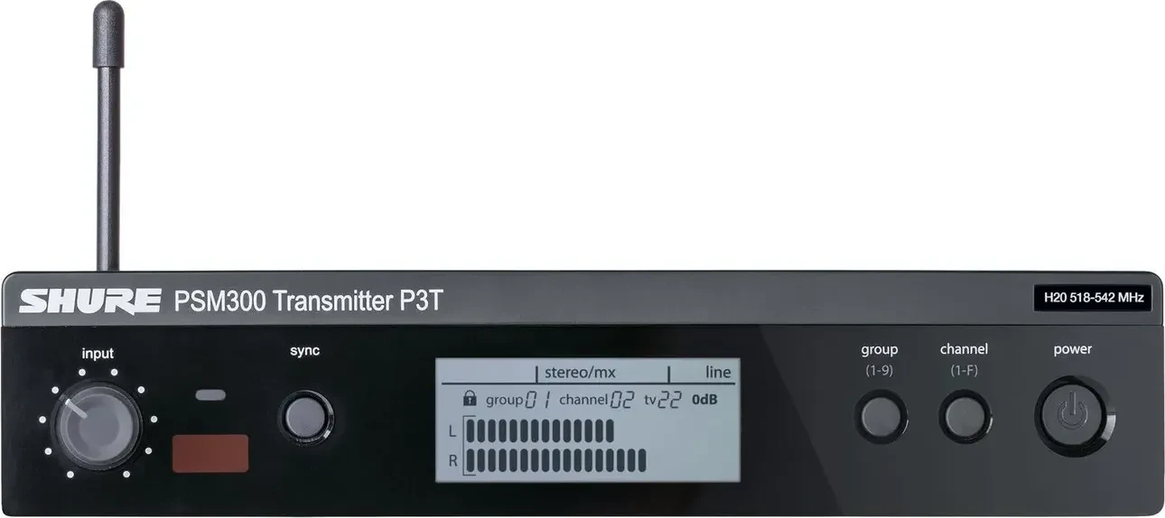 Shure PSM 300 P3T half-rack transmitter, front panel