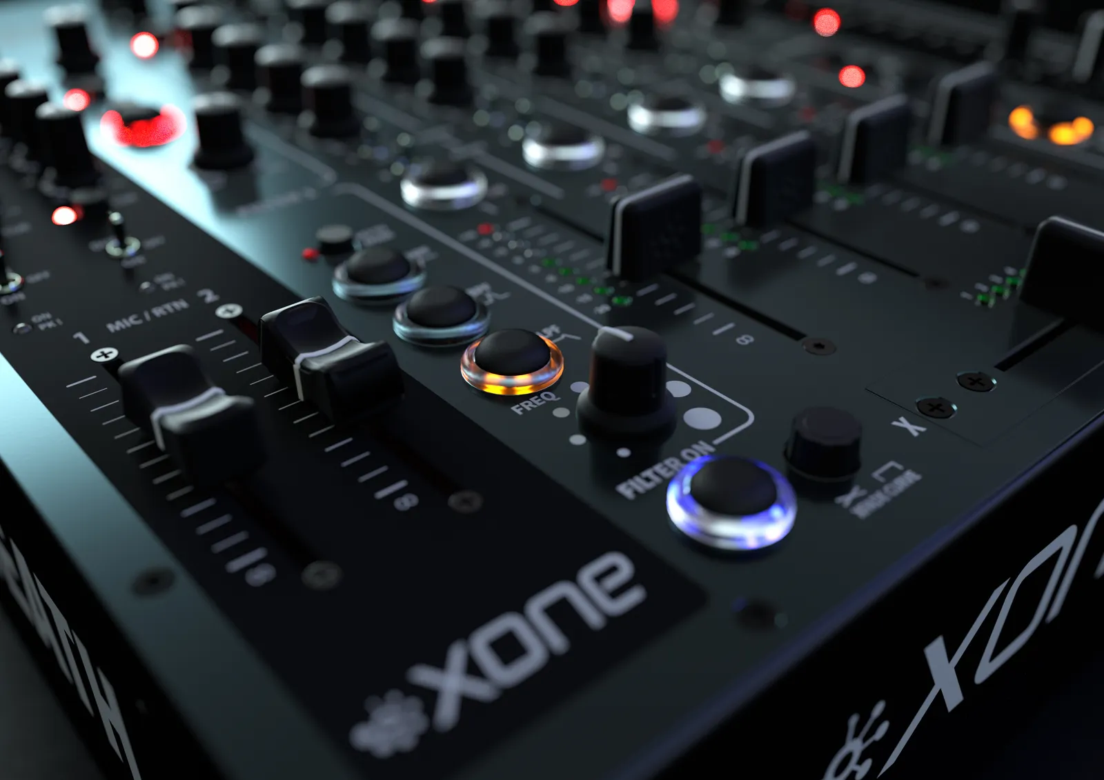 Filter section of the Allen & Heath Xone:92, close up