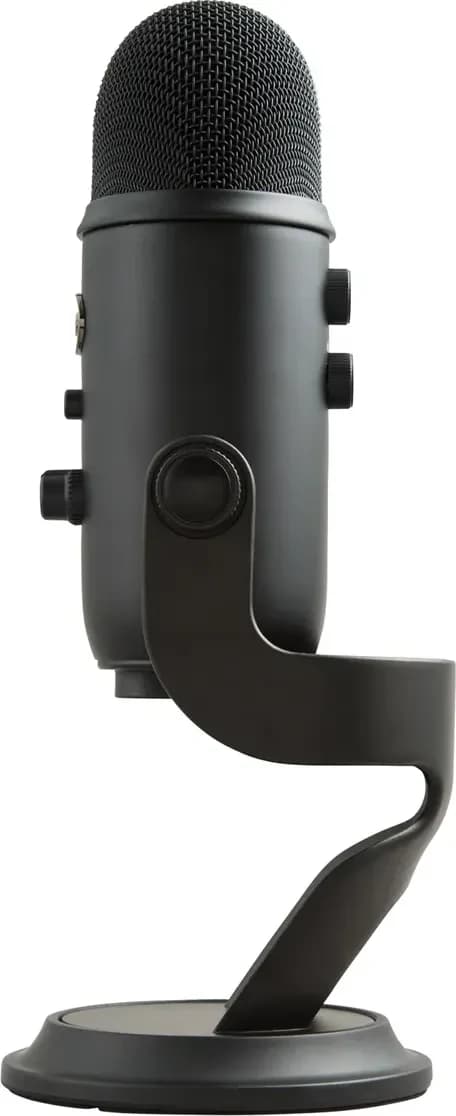 Logitech Yeti in profile on its stand