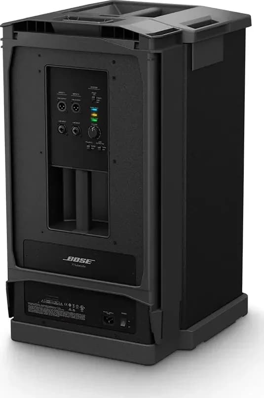 Rear of the Bose F1 Subwoofer, showing the control panel and the stand channel