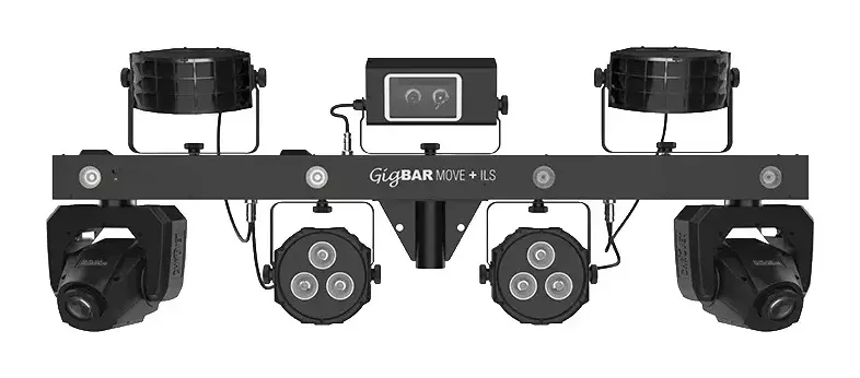 Chauvet DJ GigBAR Move + ILS bar with its moving heads, pars, derbies, laser and strobe