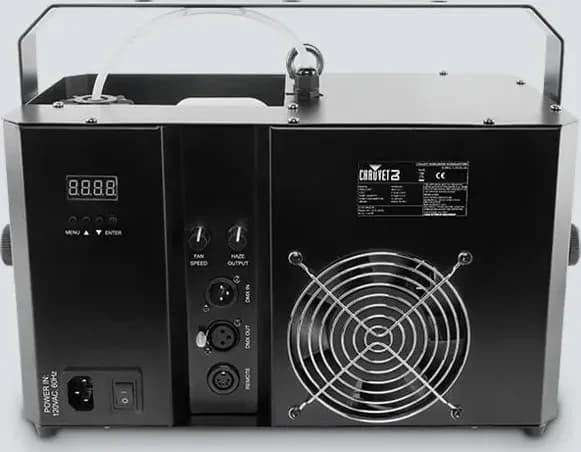 Back of the Chauvet DJ Hurricane Haze 4D with its controls and connectors