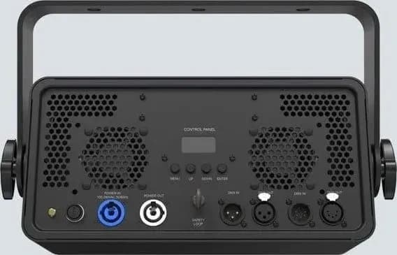 Back panel of the Chauvet DJ Shocker 2 with powerCON and DMX connectors
