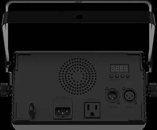 Back of the Chauvet DJ Shocker FX with its DMX and power connectors