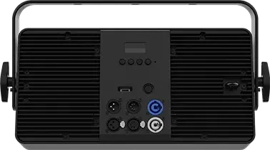 Back panel of the Chauvet DJ Shocker P2 with its display, DMX and power connectors