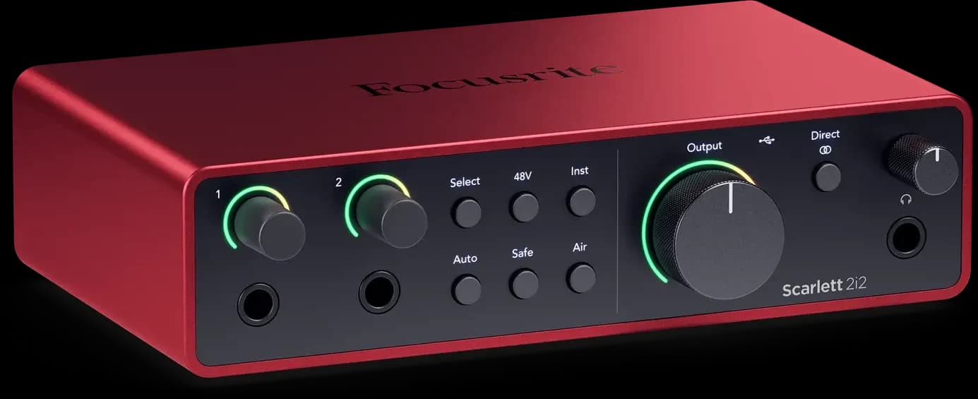 Focusrite Scarlett 2i2 (4th Gen) at an angle