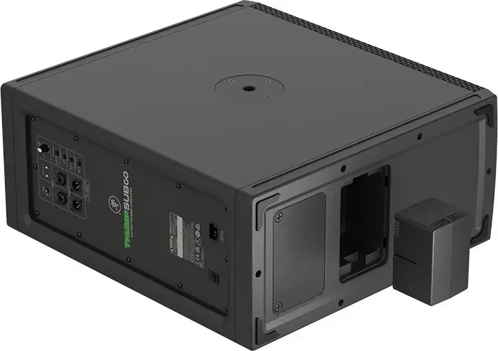 Battery bay of the Mackie ThumpSub GO with a GB-200 battery
