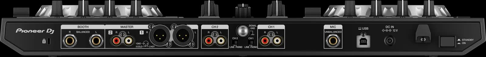 Rear panel of the Pioneer DJ DDJ-SR2