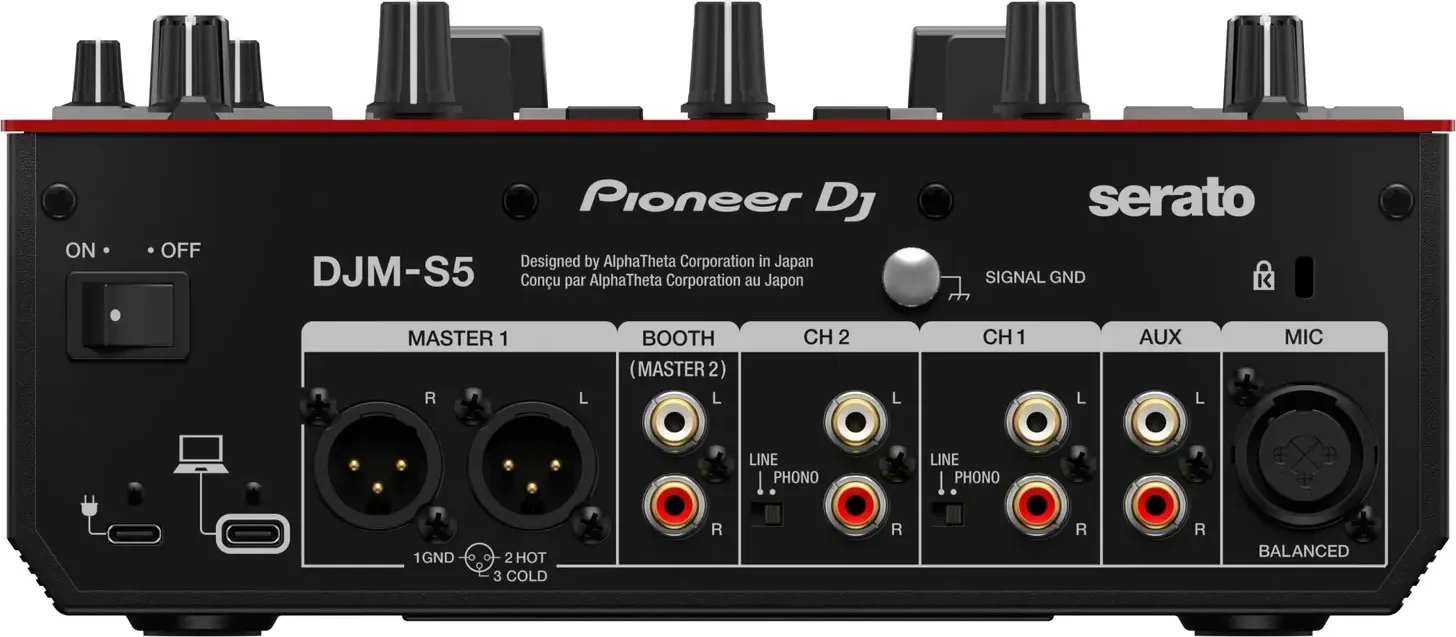 Rear panel connections on the Pioneer DJ DJM-S5