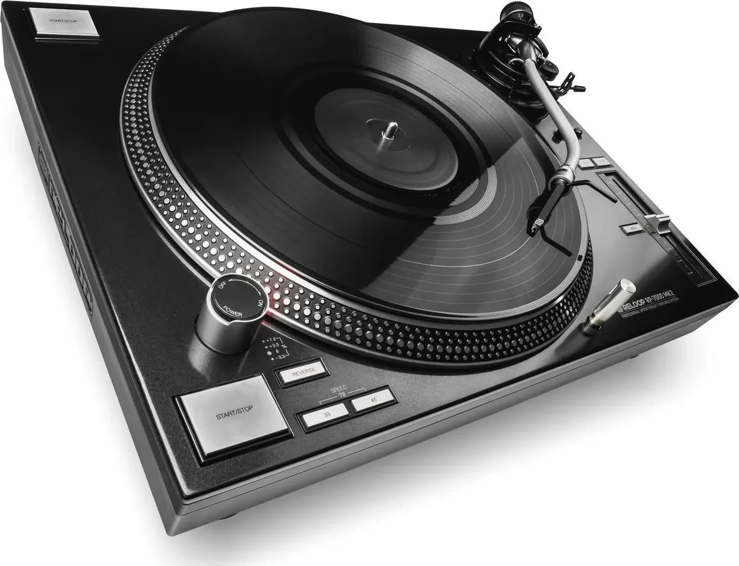 Reloop RP-7000 MK2 from a low corner angle