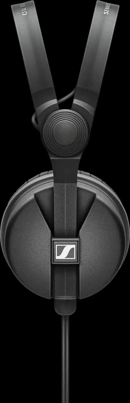 Sennheiser HD 25 headphones, side view showing the split headband and ear cup