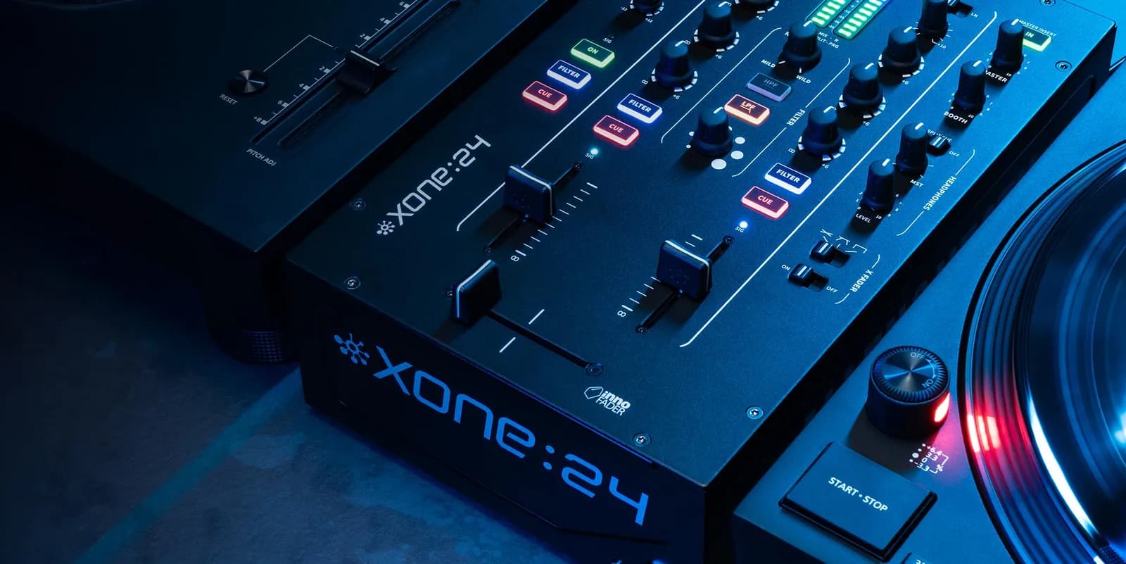 Front edge and channel controls of the Allen & Heath Xone:24