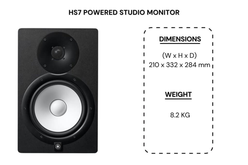 Yamaha HS7 pair dimensions and weight specifications