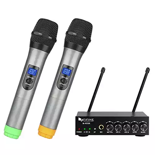 Fifine UHF Dual Channel Wireless Handheld Microphone
