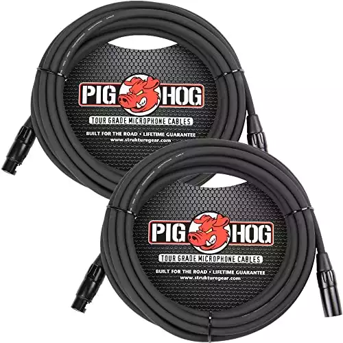 Pig Hog PHM30 High Performance 8mm XLR Microphone Cable, 30 Feet - 2 Pack