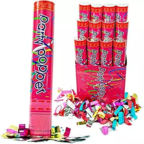 (12 Pack) Large (12 Inch) Confetti Cannons Air Compressed Party Poppers